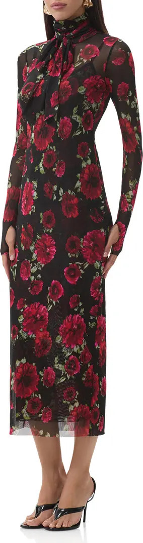 AFRM Bryony Long Sleeve Polka Dot Mesh Dress | Nordstrom | Nordstrom