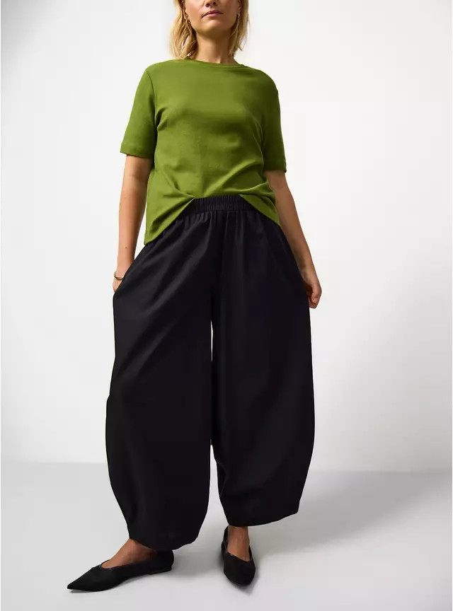 Buy Black Poplin Balloon Leg Trousers 24 | Trousers | Tu | Tu Clothing