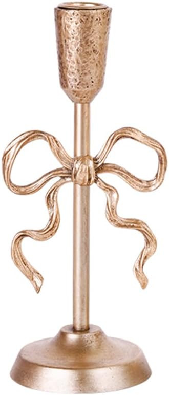 Gold Bow-Knot Taper Candle Holder,Pillar Candle Holders Decorative Candlestick Holder for Table C... | Amazon (US)