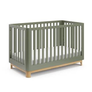 Santos Olive with Natural 3-in-1 Convertible Crib | The Home Depot