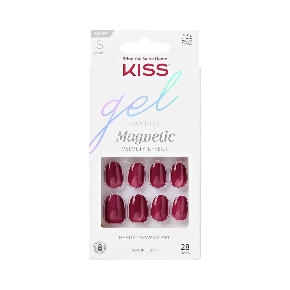 KISS Gel Fantasy Magnetic Press On Nails Short, ‘Set Us Free’, Red, Oval Shaped, Includes 28 ... | Amazon (US)