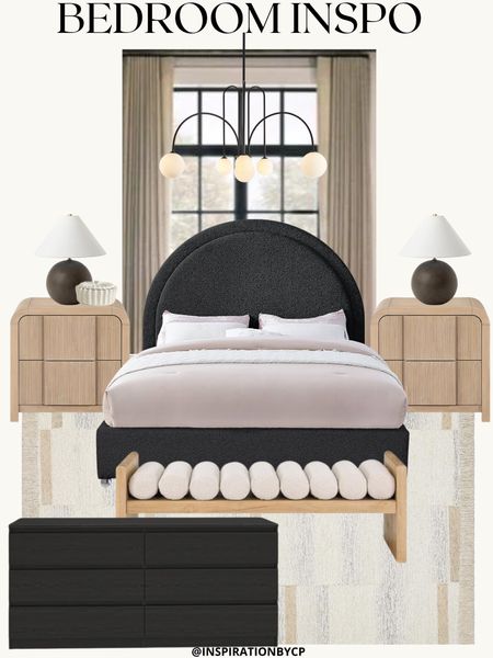 MODERN BEDROOM INSPO
Affordable furniture, modern bed, boucle, modern bench, nightstand, modern rug, lighting, dresser, black dresser, Sputnik, cb2, amazon home, west elm, 

#LTKhome #LTKstyletip #LTKsalealert