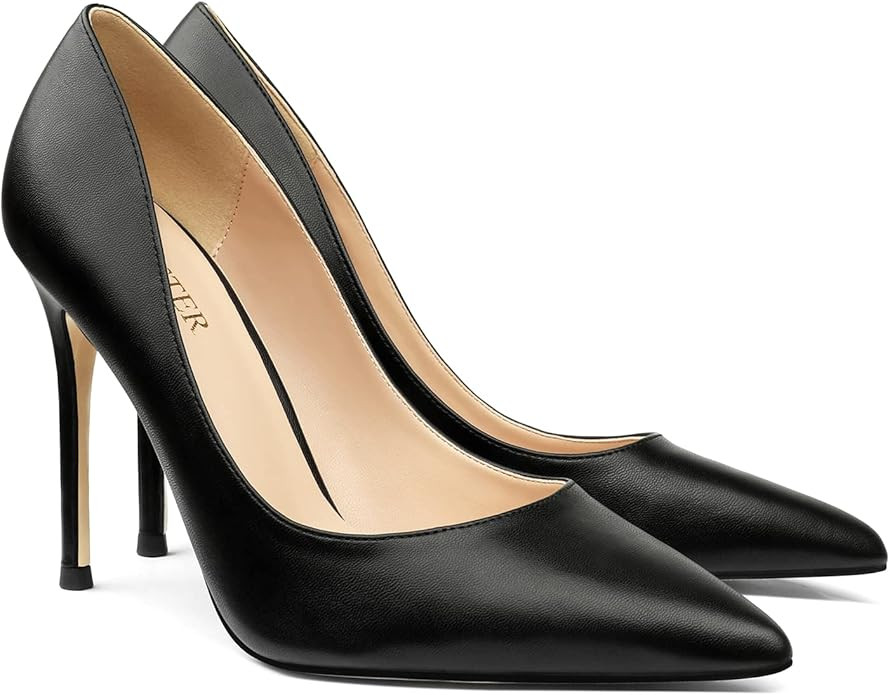 COLETER Women's 4 Inch Pumps Pointy Toe Wedding Dress Shoes Slip on Stiletto Pumps | Amazon (US)