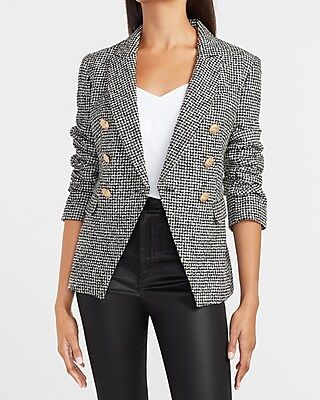 Houndstooth Novelty Button Double Breasted Blazer | Express