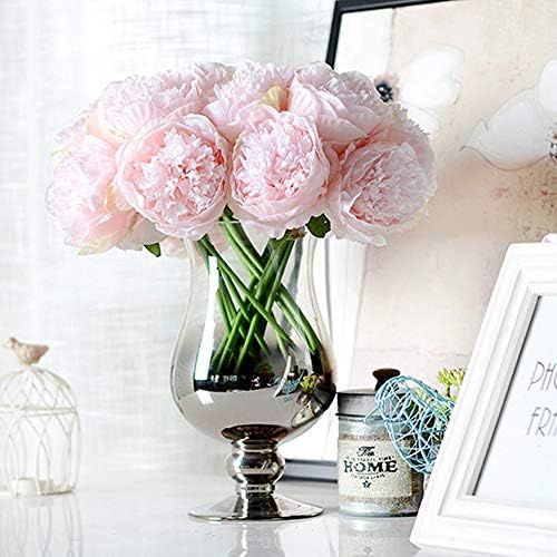 Decpro 2 Bunches Artificial Peonies, 10 Heads Silk Peony Fake Flower for Wedding Home Office Party H | Amazon (US)