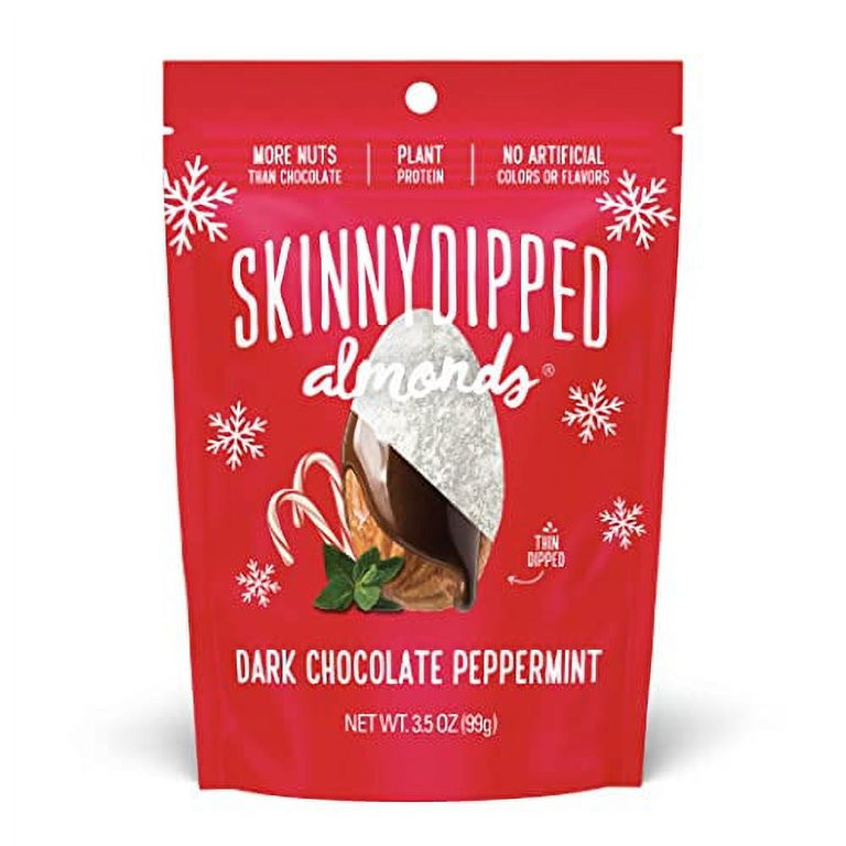 SkinnyDipped Dark Chocolate Peppermint Almonds, Healthy Snack, Plant Protein, Gluten Free, 3.5 oz... | Walmart (US)