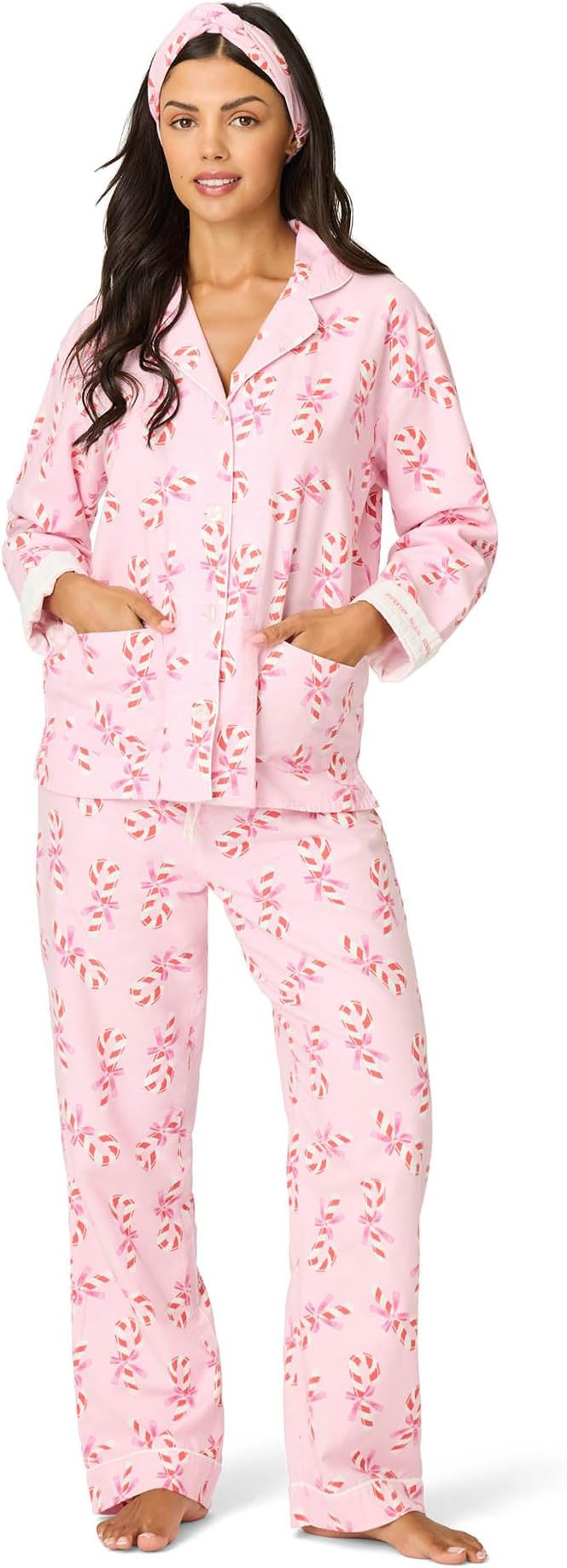 PJ Salvage womens Cotton Flannel Long-sleeve Top, Pant and Headband 3-piece Pajama Set | Amazon (US)