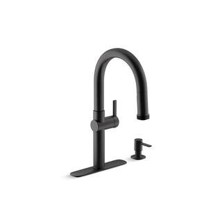 Rune Single-Handle Pull-Down Sprayer Kitchen Faucet in Matte Black | The Home Depot