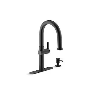 Rune Single-Handle Pull-Down Sprayer Kitchen Faucet in Matte Black | The Home Depot