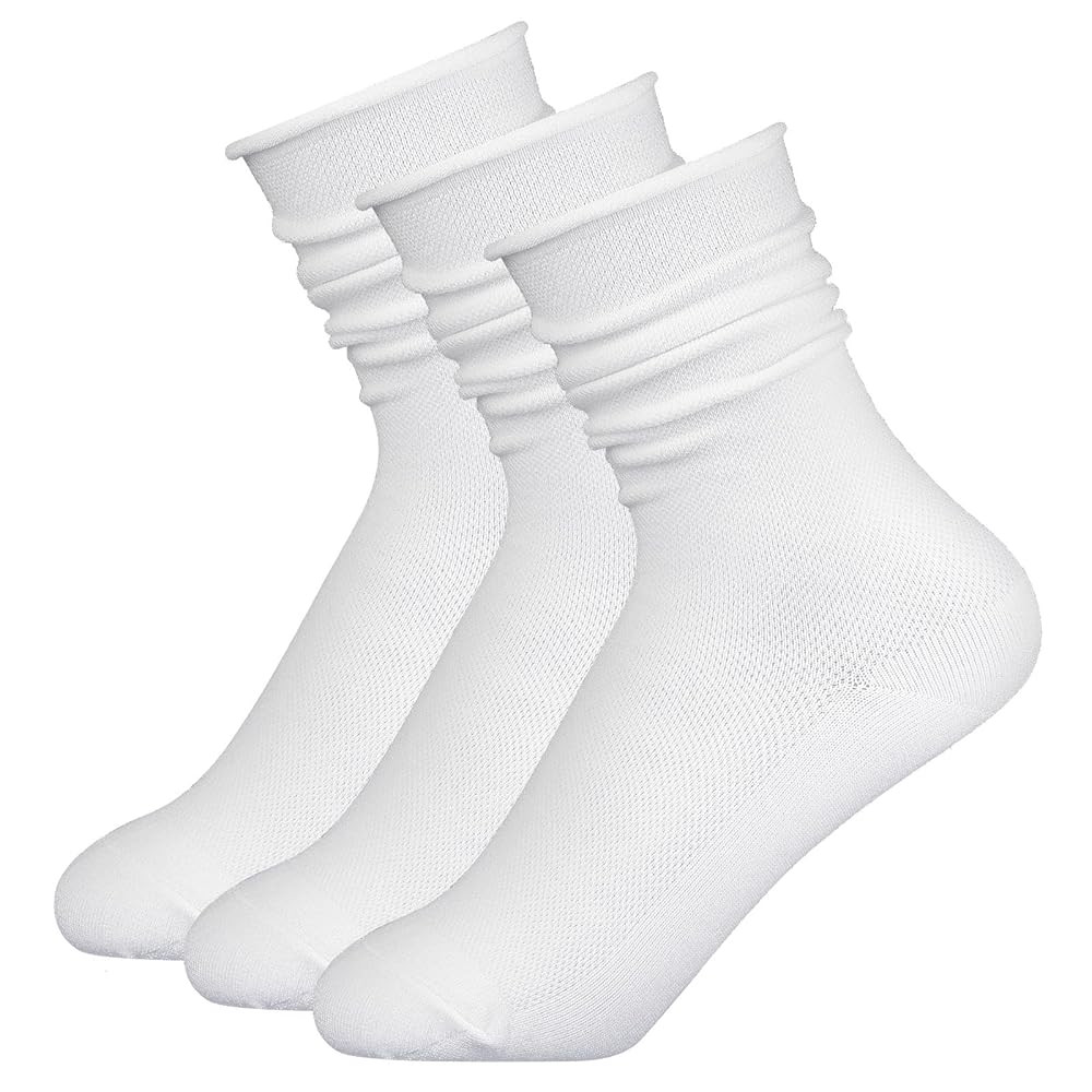 3Pairs Slouch Socks for Women, Cotton Crew Scrunch Socks with Seamless Toe Slouchy Long Socks for... | Amazon (US)