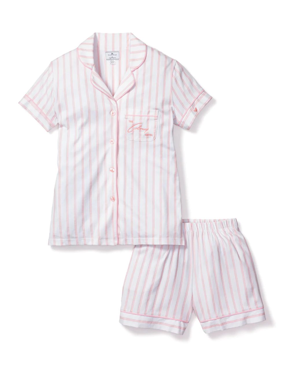 Colony Hotel x Petite Plume Luxe Pima Cotton Pink Stripe Short Set | Petite Plume