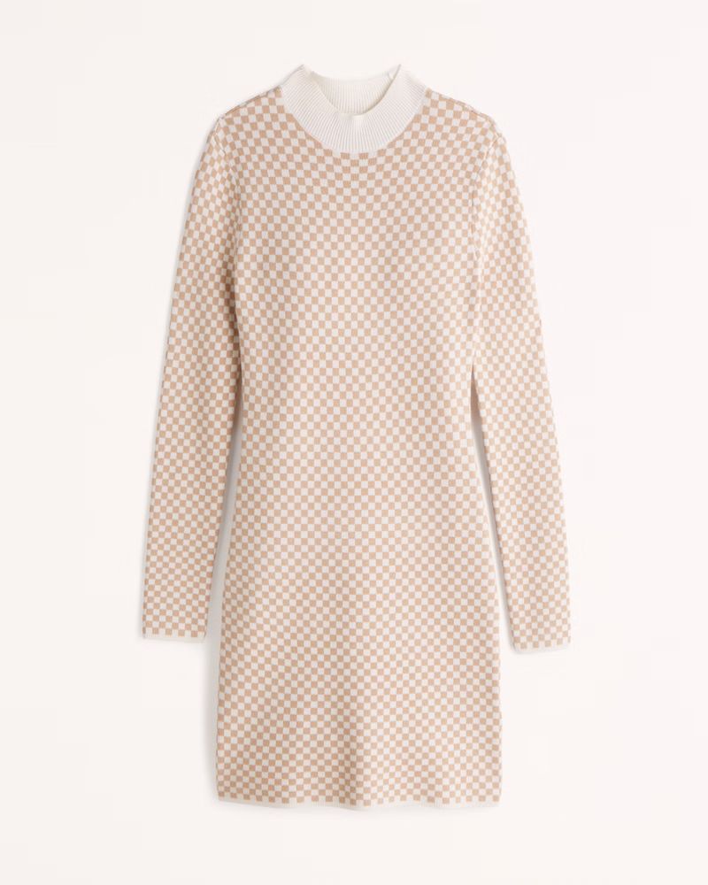 Women's Jacquard Long-Sleeve Mockneck Mini Sweater Dress | Women's | Abercrombie.com | Abercrombie & Fitch (US)