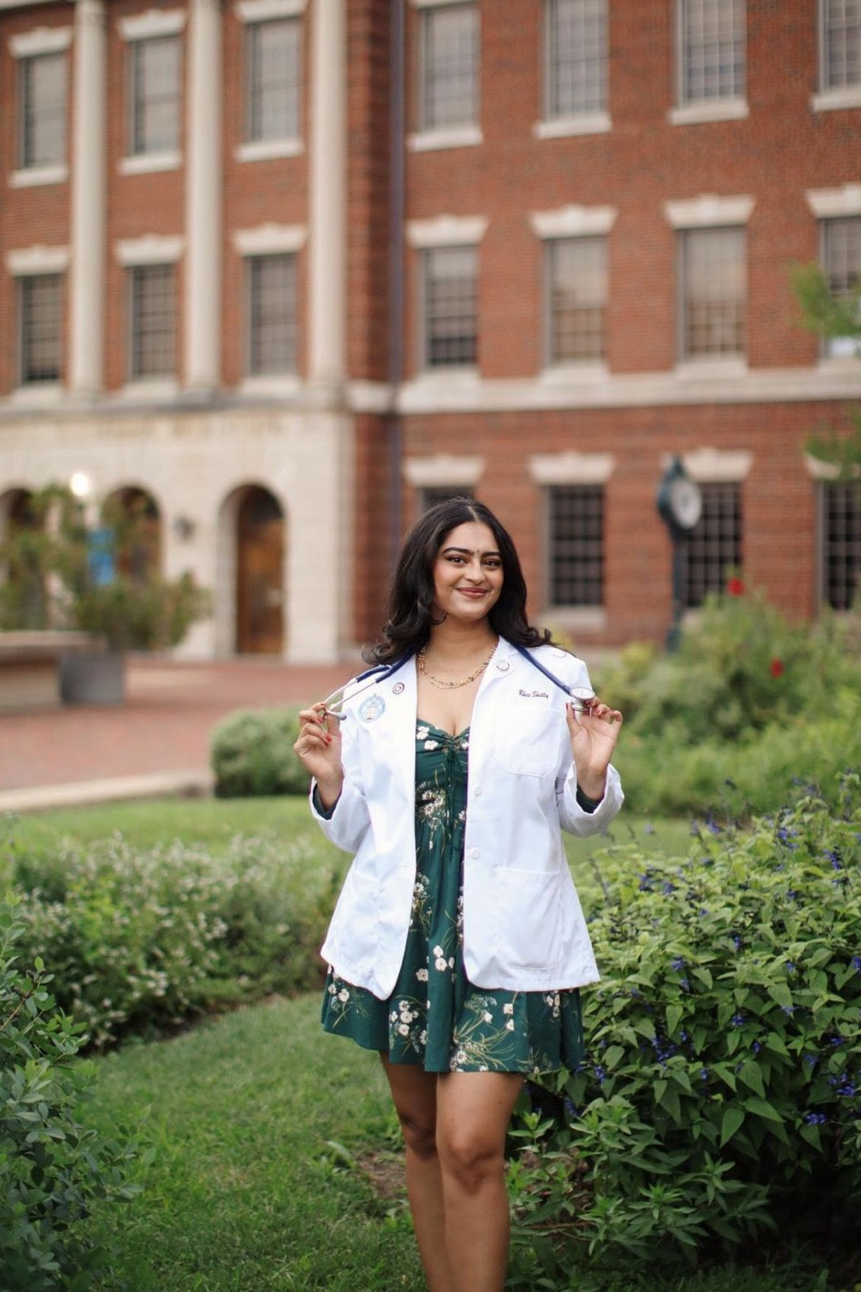 here’s the dress I wore for my white coat ceremony 

I was looking for something that could be considered appropriate for a semi-professional event. This Reformation dresses length, long sleeves, cut and forest green color hit some of the top things I was hoping to get for this moment :) 

#LTKU #LTKGiftGuide