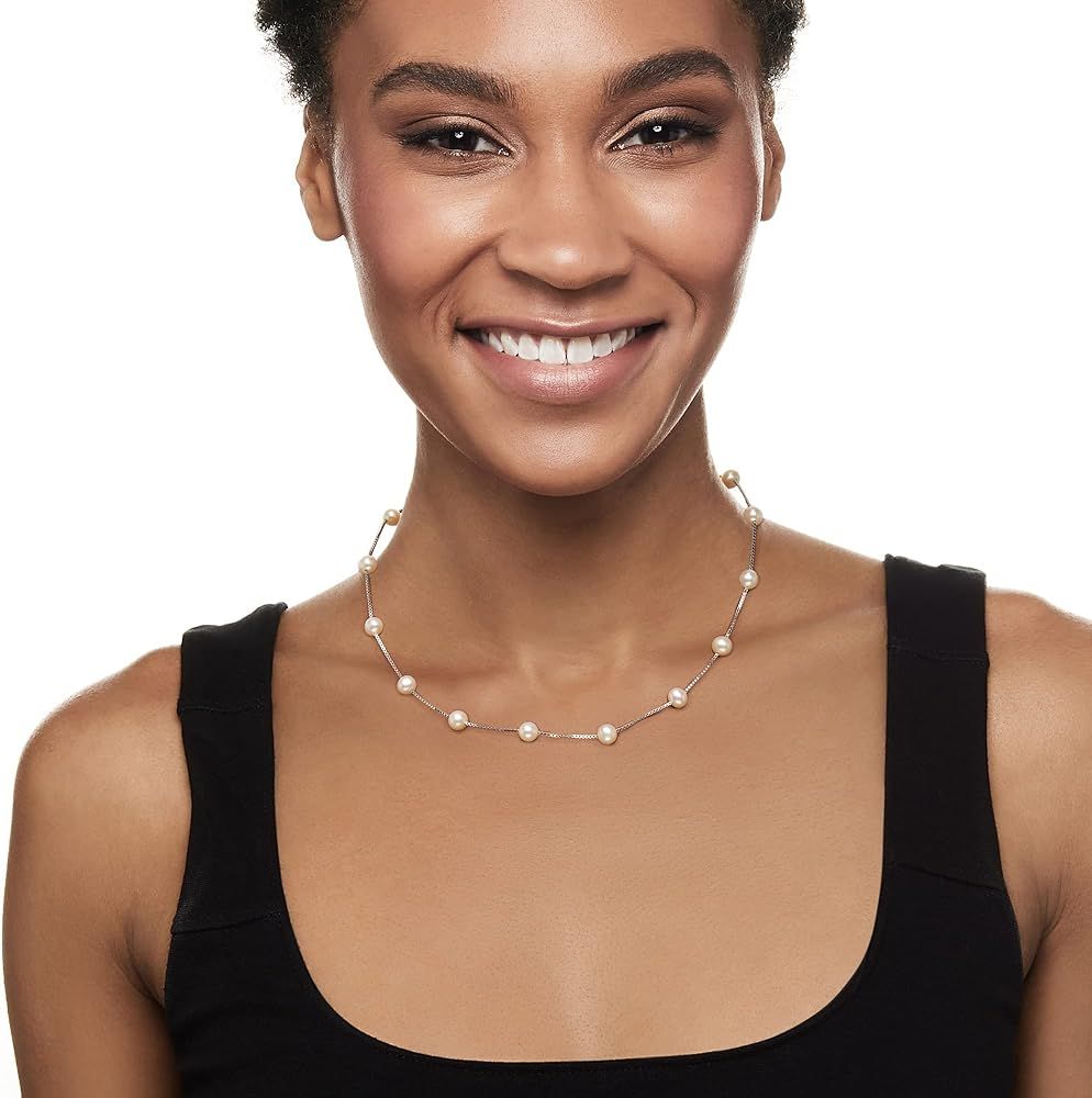 Ross-Simons 6-6.5mm Cultured Pearl Station Necklace in Sterling Silver | Amazon (US)