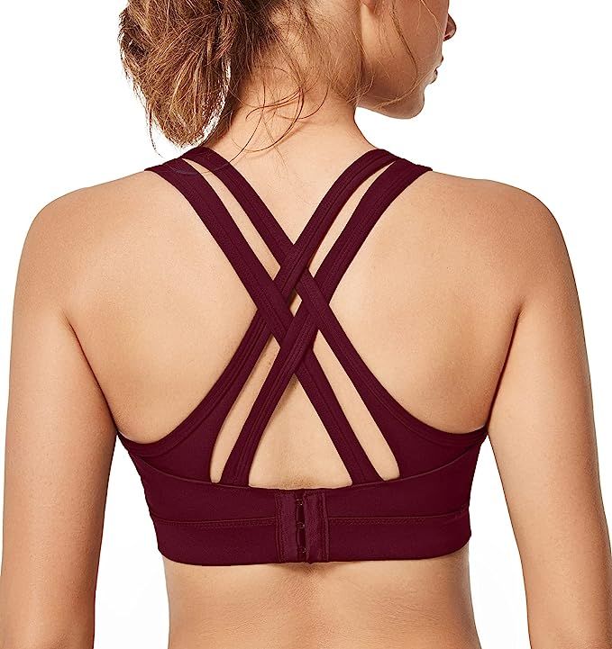 Yvette Women High Impact Sports Bras Criss Cross Back Sexy Running Bra for Plus Size | Amazon (US)