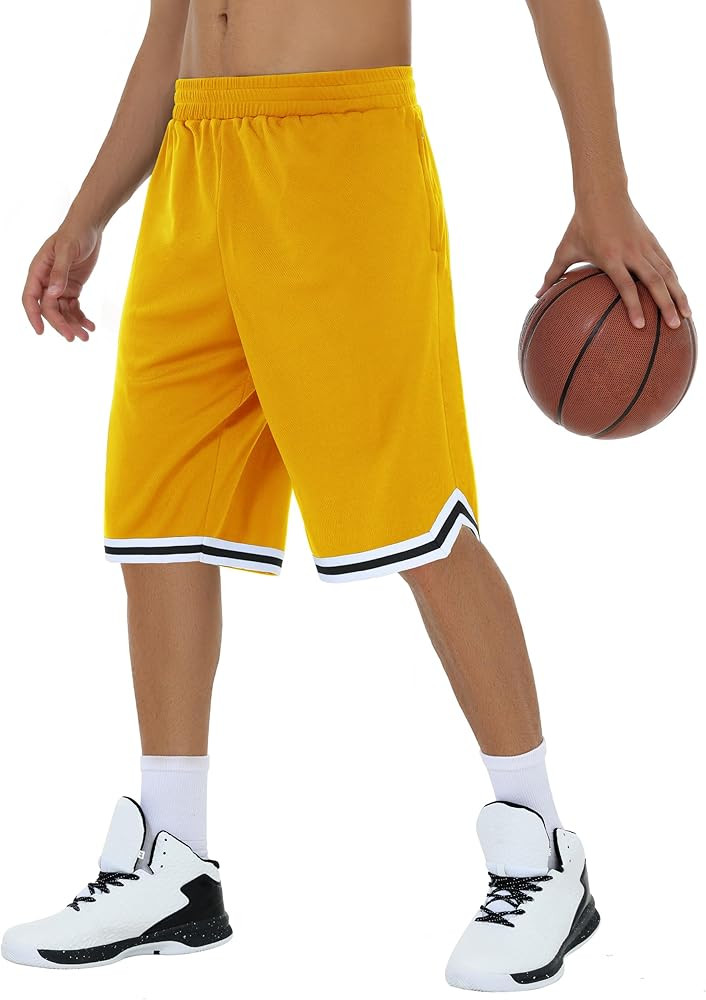 JWM Mens Long Basketball Shorts with Zip Pockets - 11" Mesh Athletic Gym Workout Sport Shorts Qui... | Amazon (US)