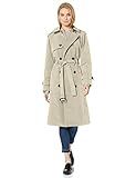 London Fog Women's Double-Breasted 3/4 Length Belted Trench Coat, Stone, XL Extra Large | Amazon (US)