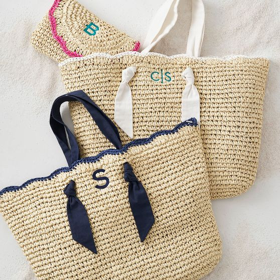 Ribbon Scalloped Raffia Tote | Mark and Graham