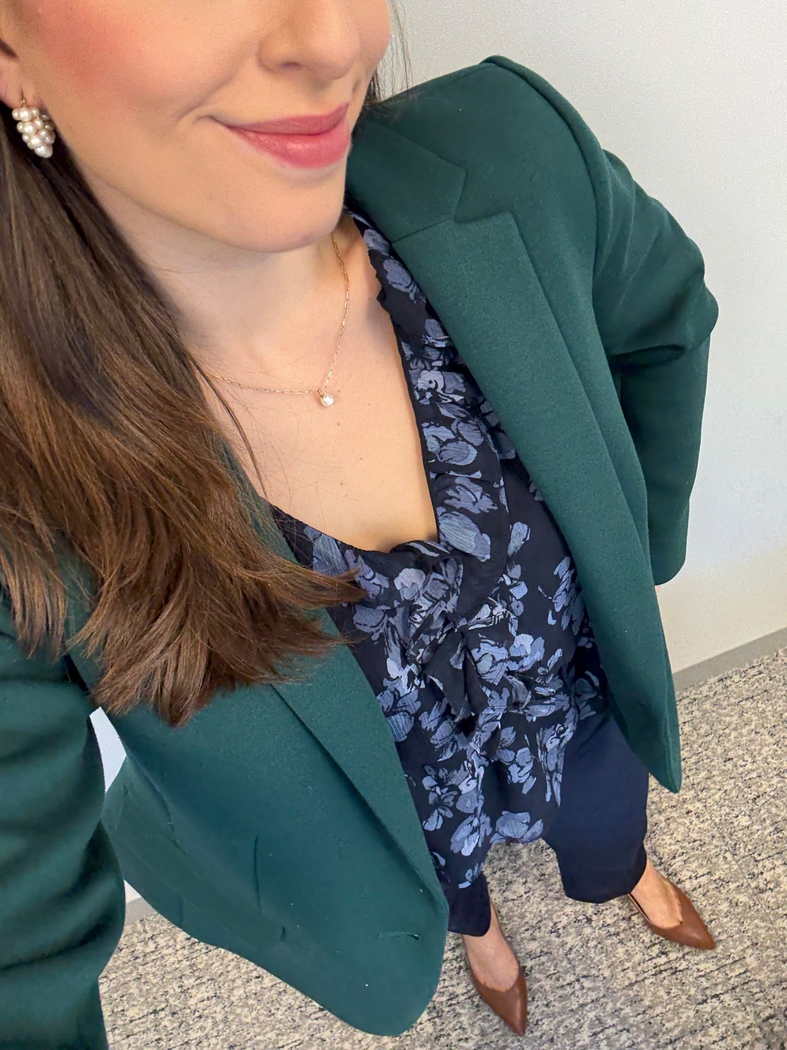 Office style, office outfit, workwear, lawyer, attorney, law firm style, green blazer, green suit, navy pants, winter workwear, winter office style, brown heels, work pants, high waisted work pants, corporate style, business casual, business professional 

#LTKWorkwear #LTKTall #LTKSeasonal