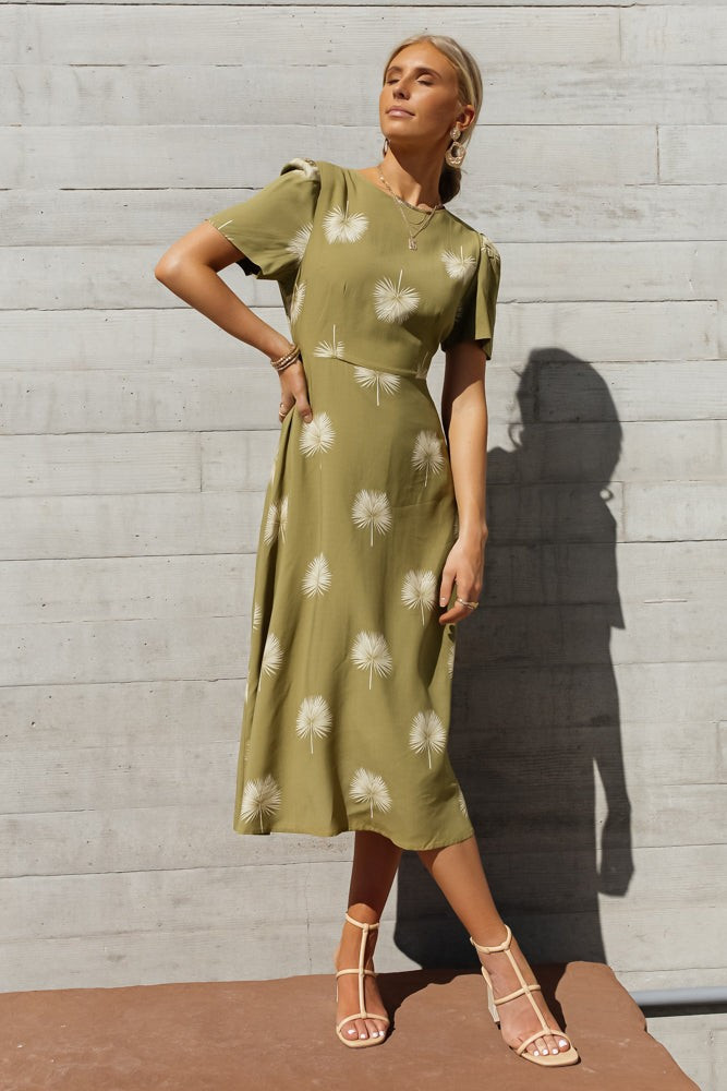 Prudence Midi Dress in Green | Böhme US