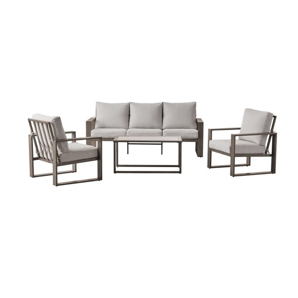 Better Homes & Gardens Belle Haven 4-Piece Metal Cream Conversation Set | Walmart (US)