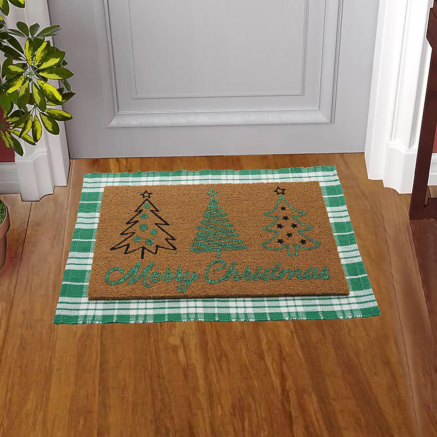 Holiday Living 24-in x 36-in Green White Polyester/Coir/Latex Non-Slip Grip Indoor or outdoor Win... | Lowe's