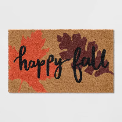 18"X30" Happy Fall Coir Doormat Black - Threshold™ | Target