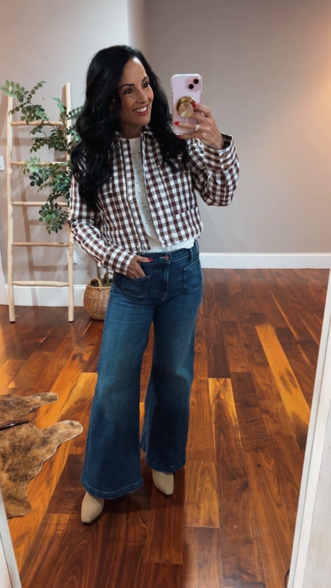 Cropped gingham jacket on sale 
Paired with jeans wearing petite 

#LTKSaleAlert #LTKootd #LTKspring