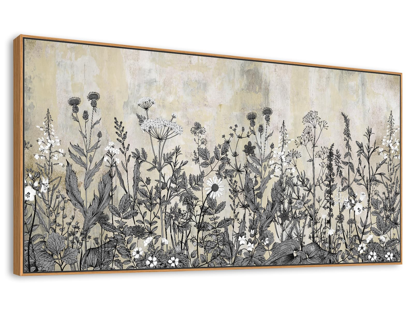 NINEASO Botanical Framed Wall Art Canvas - Wildflower Pictures Vintage Grey Brown Floral Wall Dec... | Amazon (US)