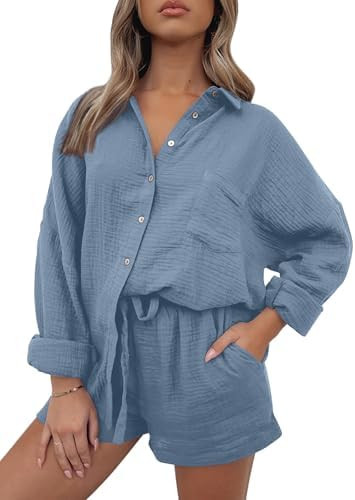 AUTOMET 2 Piece Sets For Women Lounge Wear Matching Two Piece Pajama Fashion Oversized Shirts And... | Amazon (US)