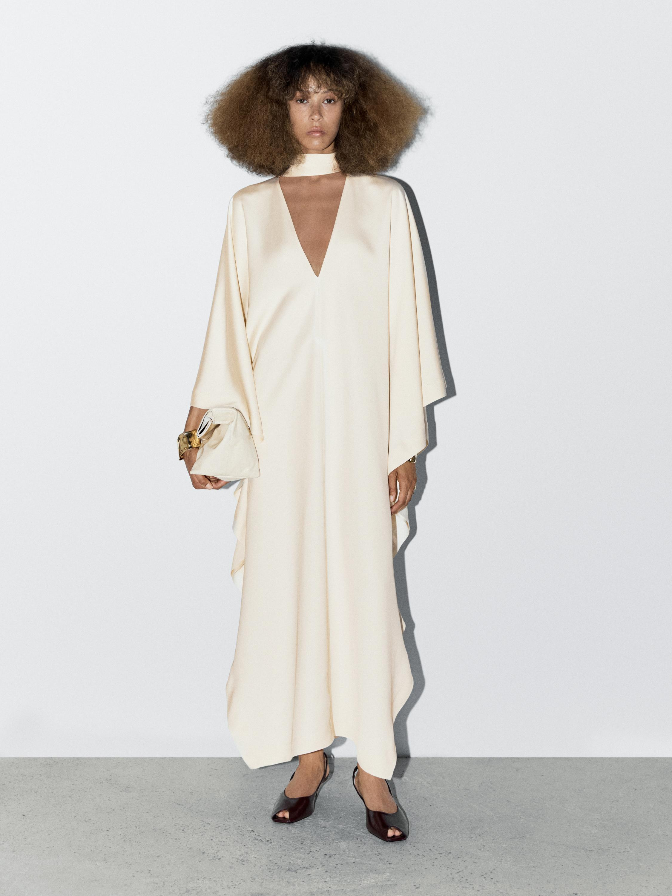 Long satin tunic dress - STUDIO | Massimo Dutti UK