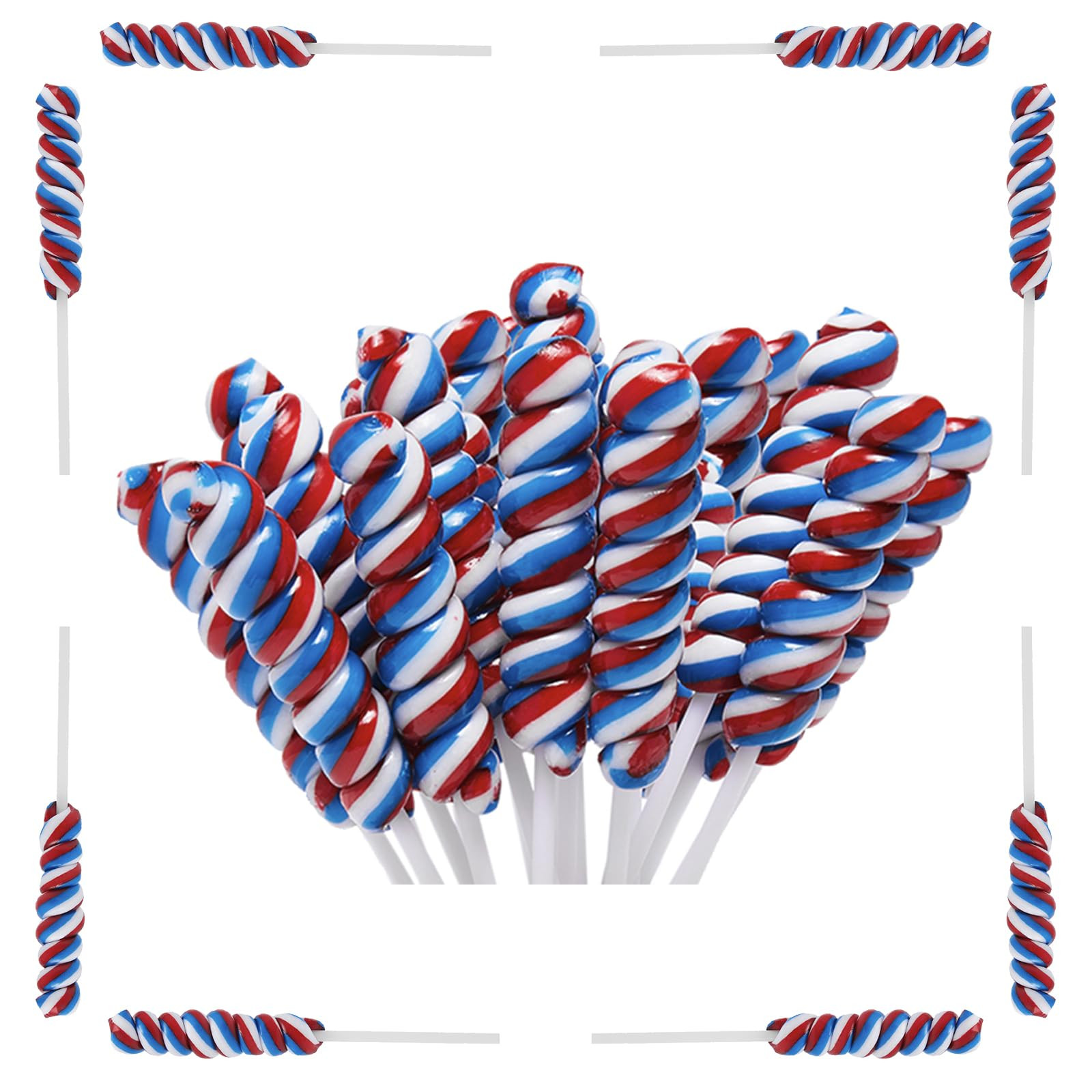 Red White and Blue Twist Lollipops - Patriotic Candy - 4th of July Treats For Party Favors - Bulk... | Amazon (US)