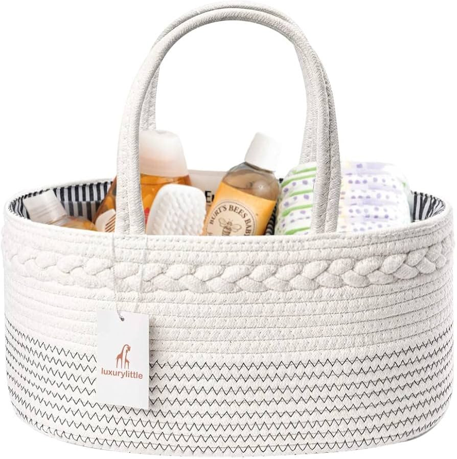 luxury little Diaper Caddy Organizer, Large Cotton Rope Nursery Baby Basket, Changing Table Organ... | Amazon (US)