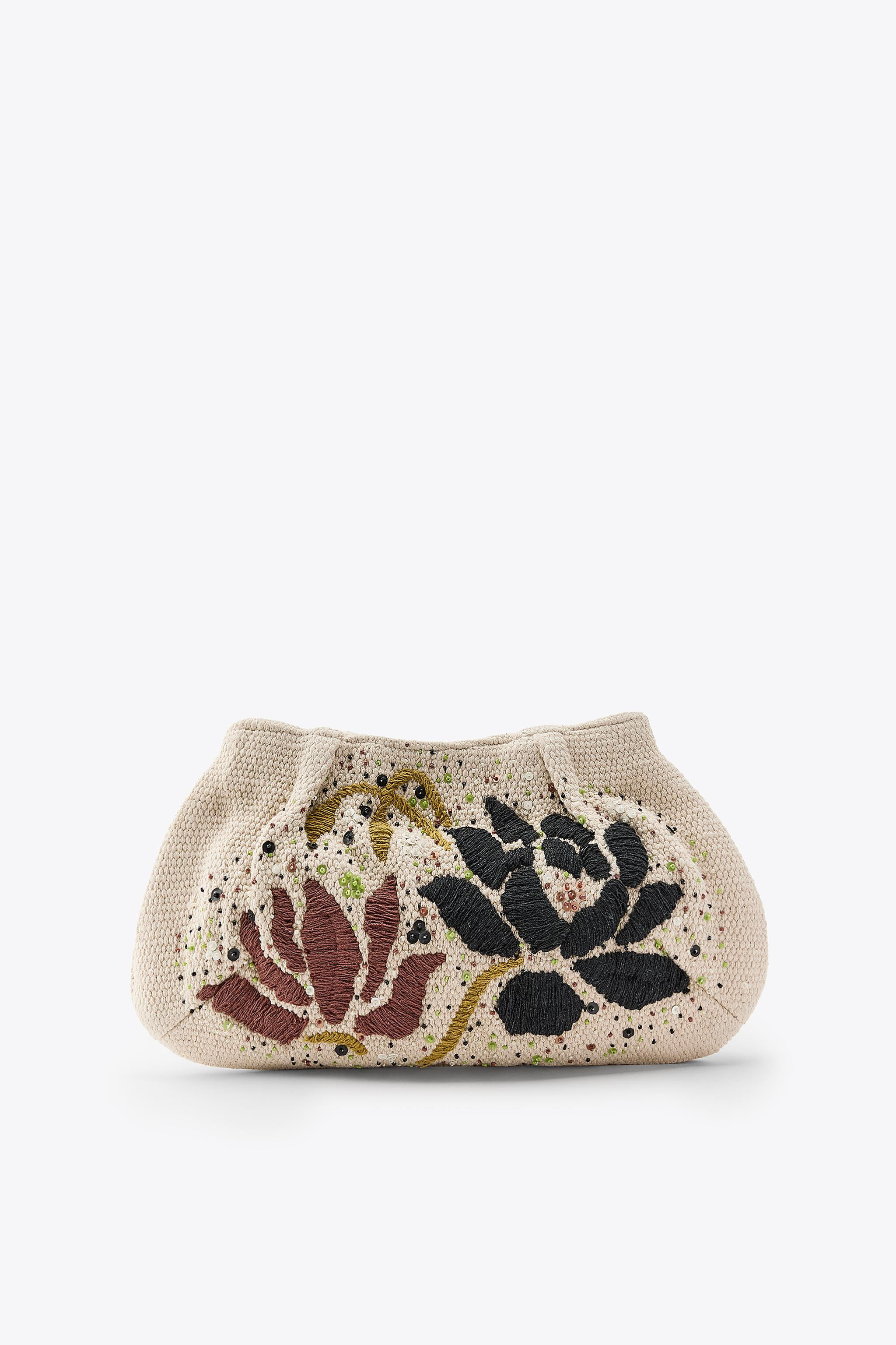 BEADED EMBROIDERED FLOWER BAG | Zara US