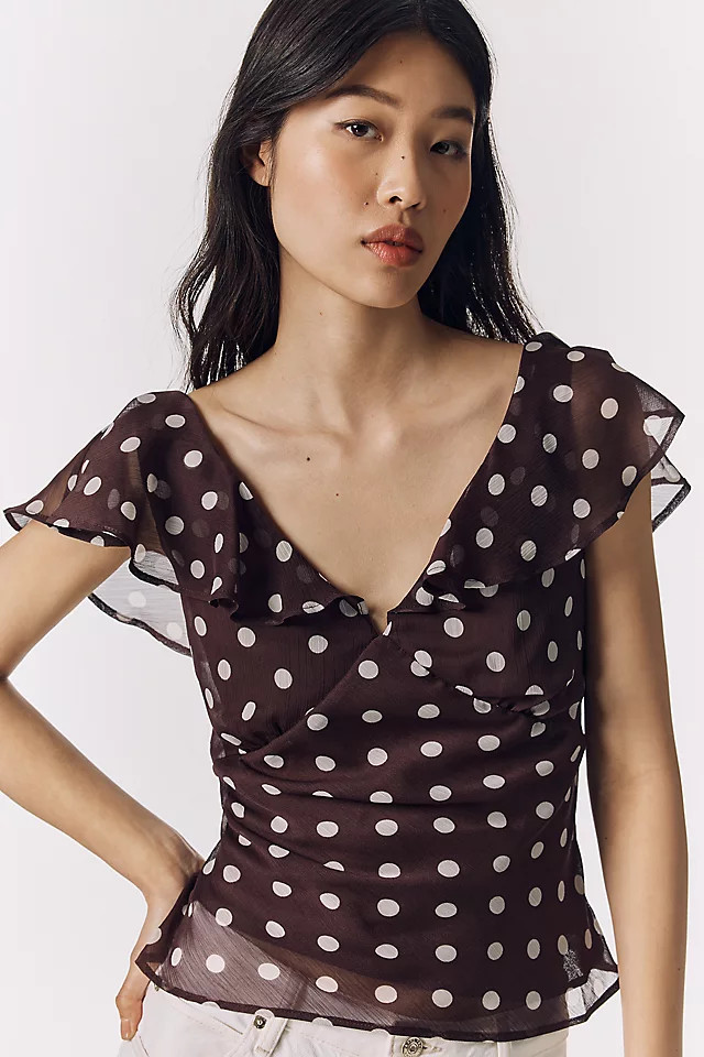 Sheer Flutter-Sleeve Top | Anthropologie (US)