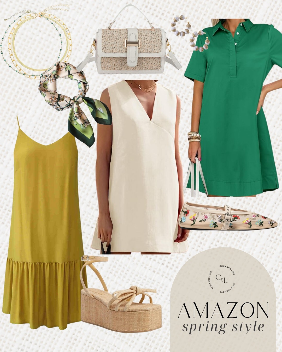 Spring style with Amazon! These are all great throw on and go easy dresses that provide a blank slate for accessory styling! The sky is the limit with what bags, jewelry and shoes you can pair with these dresses. All budget friendly finds for the new season ahead! 

Amazon fashion, Amazon finds, Amazon must haves, dress, fashion finds, spring fashion, budget friendly fashion, handbag, purse, work bag, designer look for less, sunglasses, jewelry, straw bag, work purse, sunglasses, raffia platforms, bow platform, layered necklace, v neck dress, spaghetti strap dress, neck scarf, silk scarf, neutral flats, sandals, pearl drop earrings, affordable finds #amazonfashion

#LTKTravel #LTKStyleTip #LTKFindsUnder50