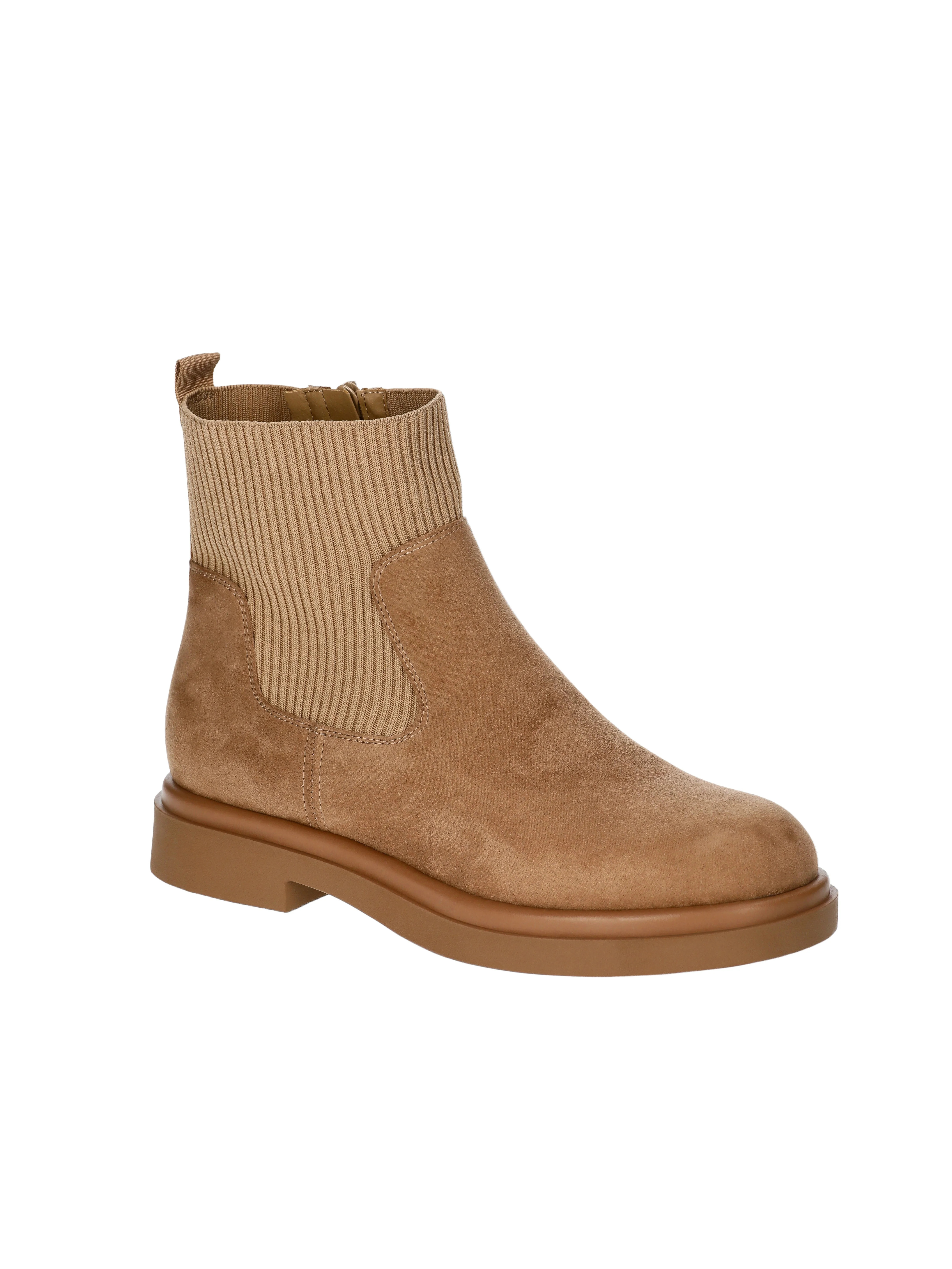 No Boundaries Women's Faux Leather and Knit Chelsea Boots | Walmart (US)