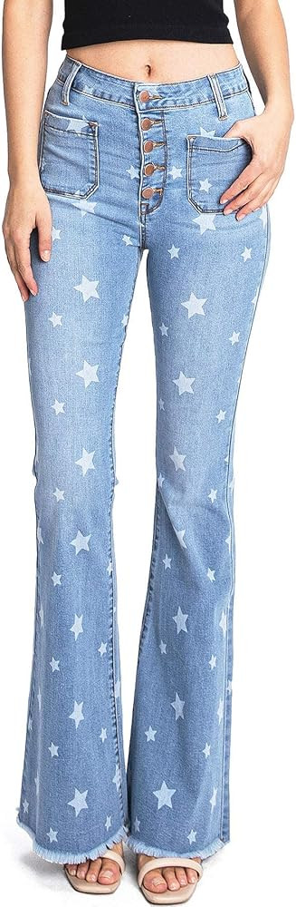 Angry Rabbit Women's Juniors High Waist Stretchy Premium Flare Jeans | Amazon (US)