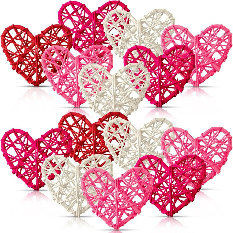 Heart Vase Filler Rattan Hearts Large Wicker Rattan Balls Heart Vase Filler Decor Heart Shaped Na... | Amazon (US)