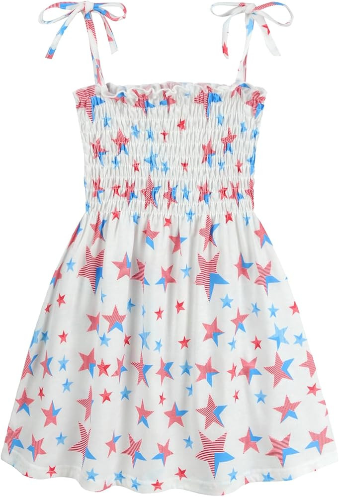CM-Kid Girls July 4th Dress Red White Blue Star Toddler Patriotic Outfit American Flag Sundress 2... | Amazon (US)