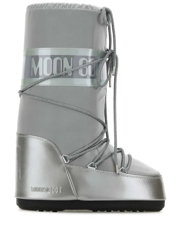 Moon Boot Icon Glance Satin Snow Boots | Grey | FARFETCH | Farfetch Global