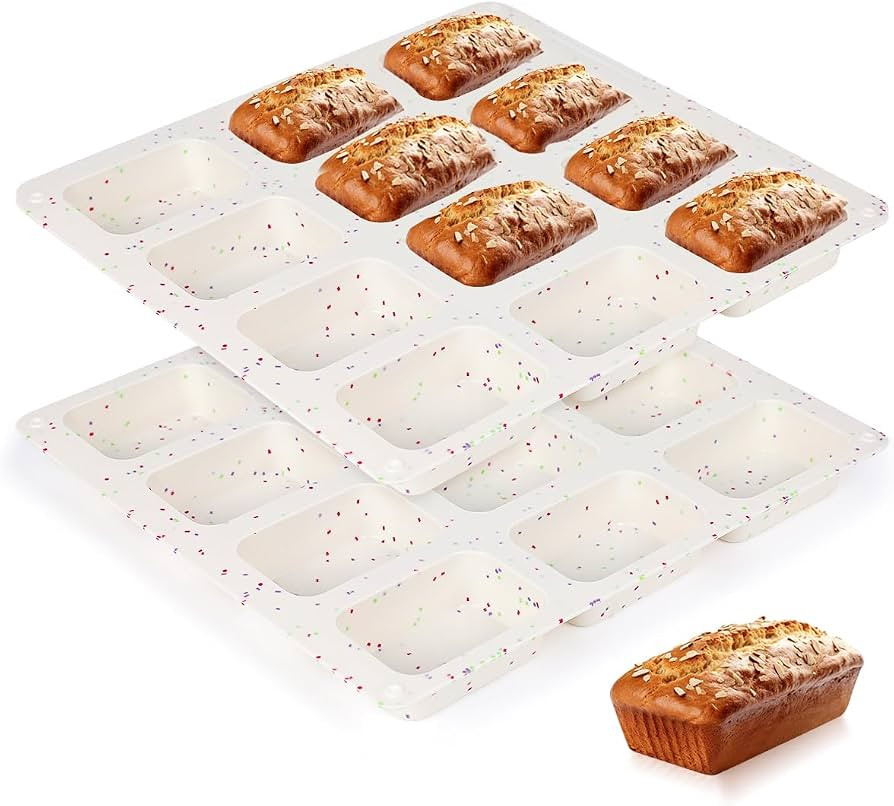CAKETIME Mini Loaf Pan, Silicone Mini Bread Loaf Pans 12 Cups for Baking Mini Bread, Brownie, Cor... | Amazon (US)
