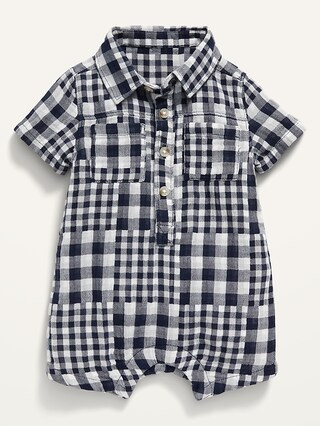 Short-Sleeve Button-Front Matching Pattern One-Piece for Baby | Old Navy (US)