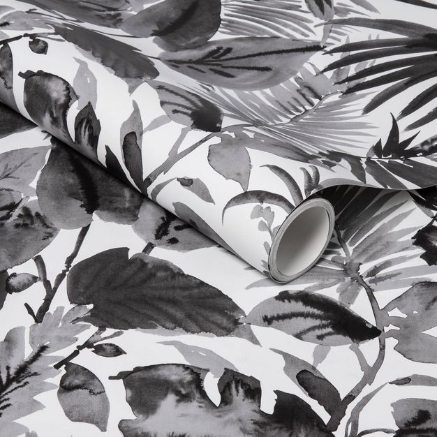 Tropical Leaves Peel & Stick Wallpaper Black/White - Opalhouse™ | Target