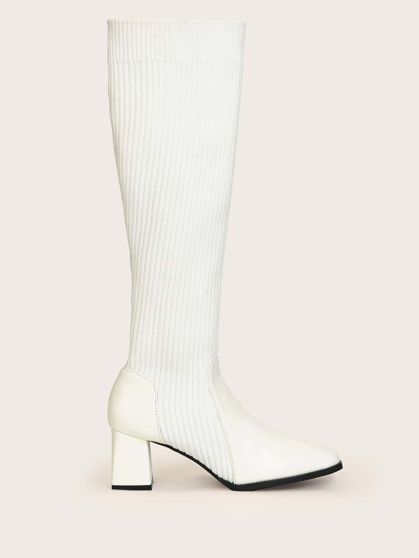 Cuccoo Minimalist Slip-On Chunky Heeled Fashion Boots | SHEIN