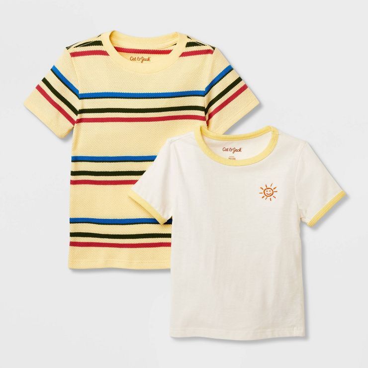 Toddler Boys' 2pk Short Sleeve Striped T-Shirt - Cat & Jack™ Yellow | Target