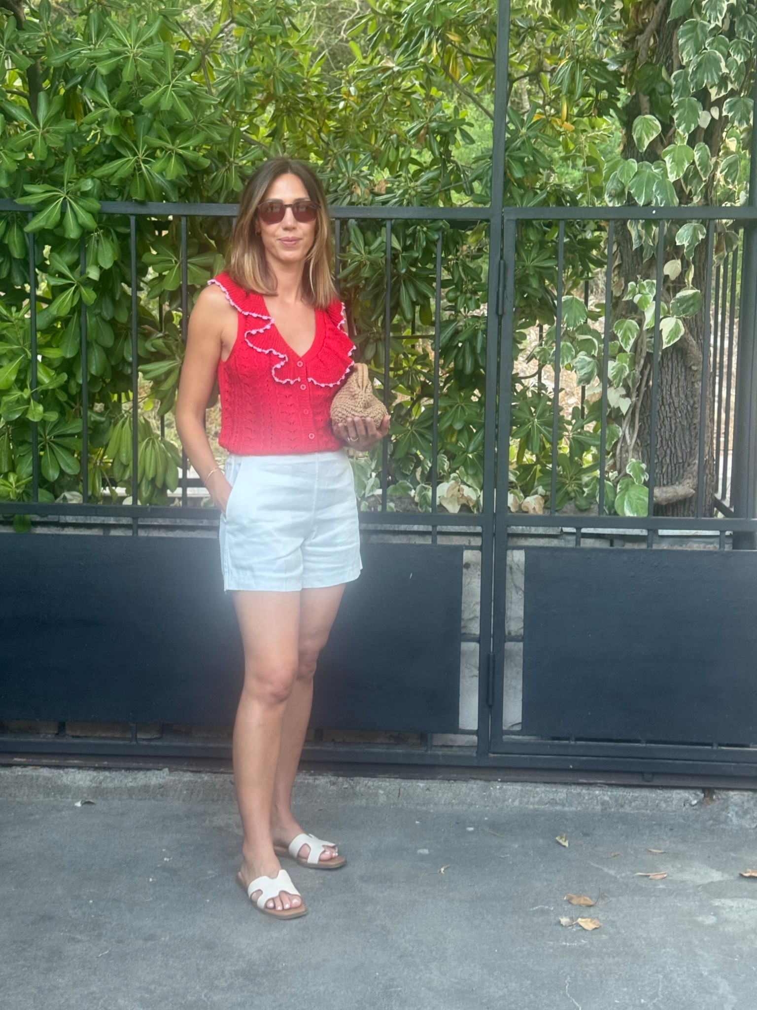 Crochet top 
Aritzia linen shorts
Target sandals
Amazon clutch 

#LTKSeasonal #LTKOver40 #LTKSaleAlert