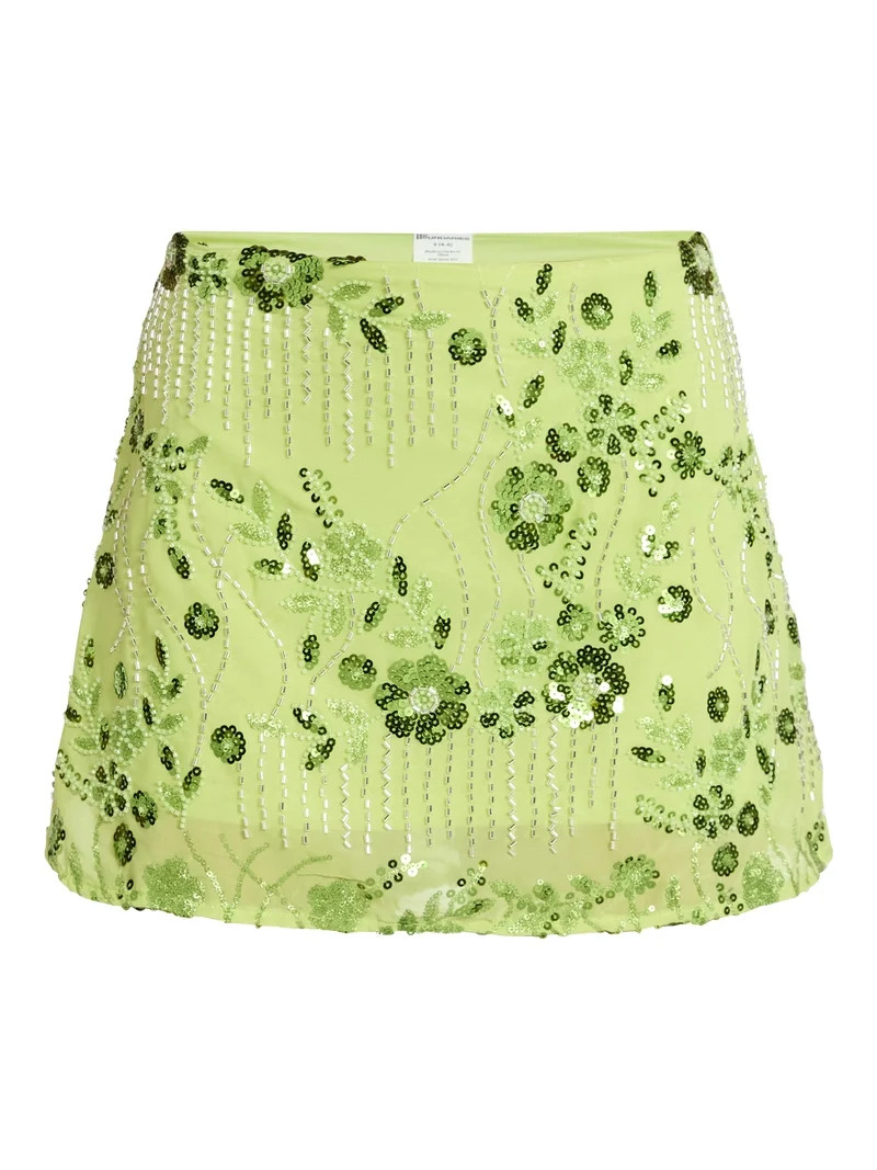 No Boundaries Sequin Embellished Mini Skirt, Women's XXS-XXL | Walmart (US)