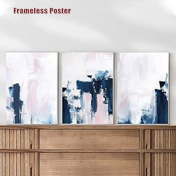 BACKYMRART Pink And Navy Blue Wall Art Abstrast Prints Decor Abstract Painting Canvas Pictures 16... | Amazon (US)