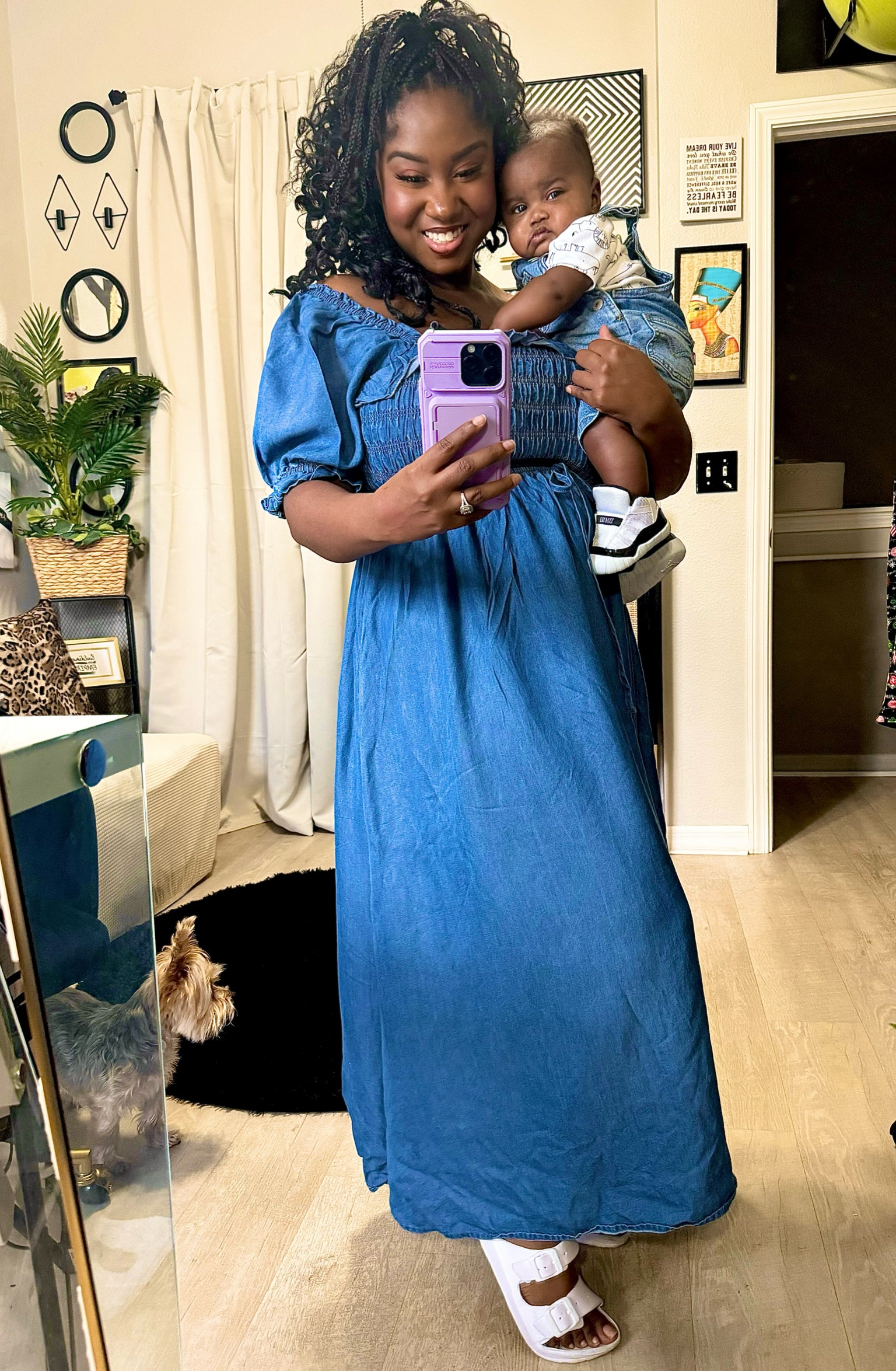 It’s a denim day with my little sonshine! I am wearing a denim maxi dress at 3 months #postpartum and he is rocking overalls!

#LTKMidsize #LTKFamily #LTKBaby